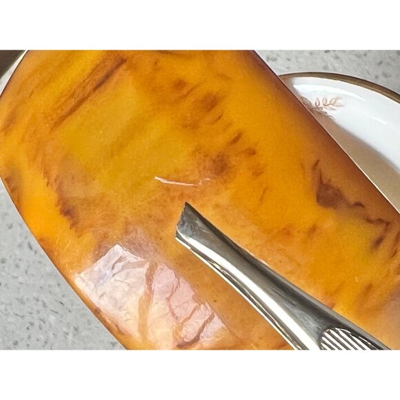 Bakelite Butterscotch & Brown Bangle & Buffalo Horn Open Cuff Bracelet Vintage - Picture 6 of 16